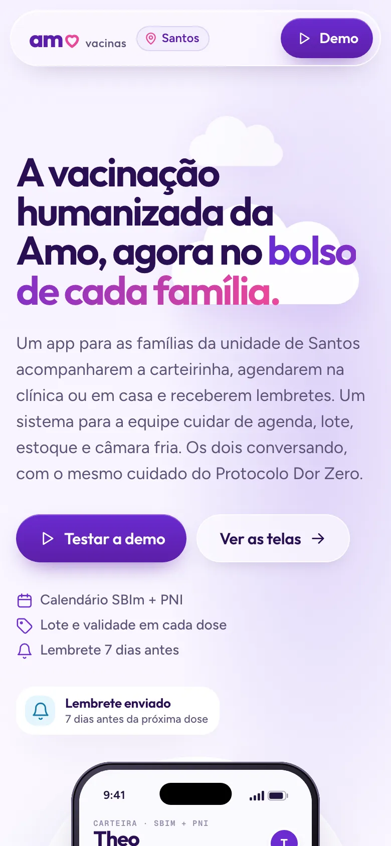 Amo Vacinas Santos no celular