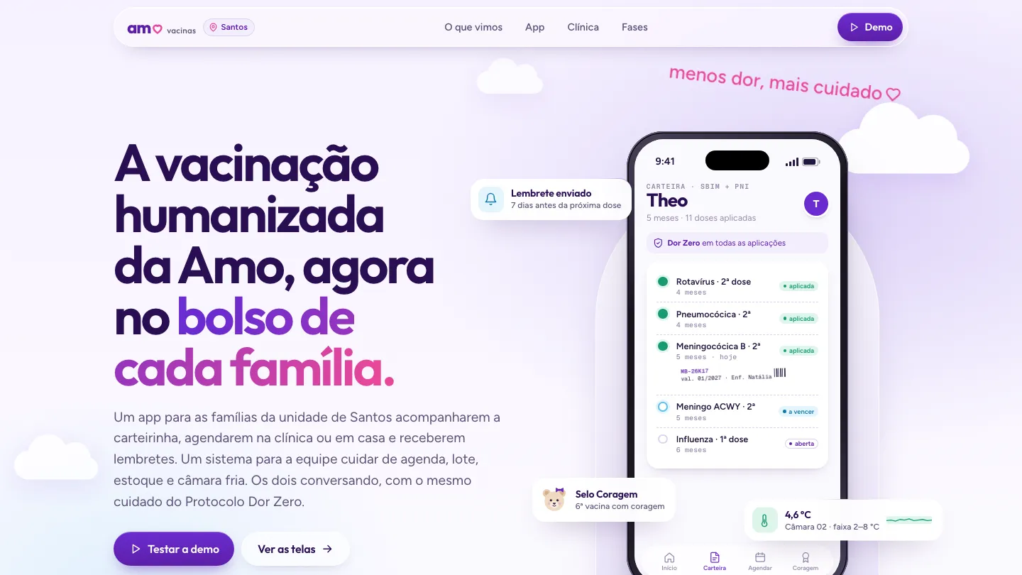Tela inicial: Clínica de vacinas